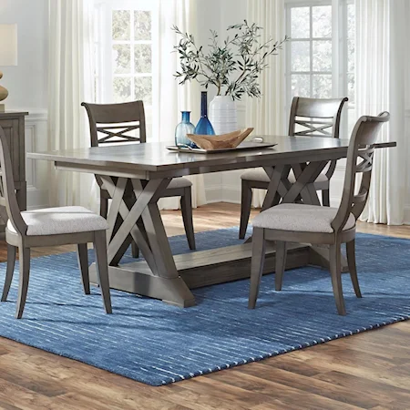 Transitional Rectangular Dining Table with 2 10" Leaves and Trestle Base